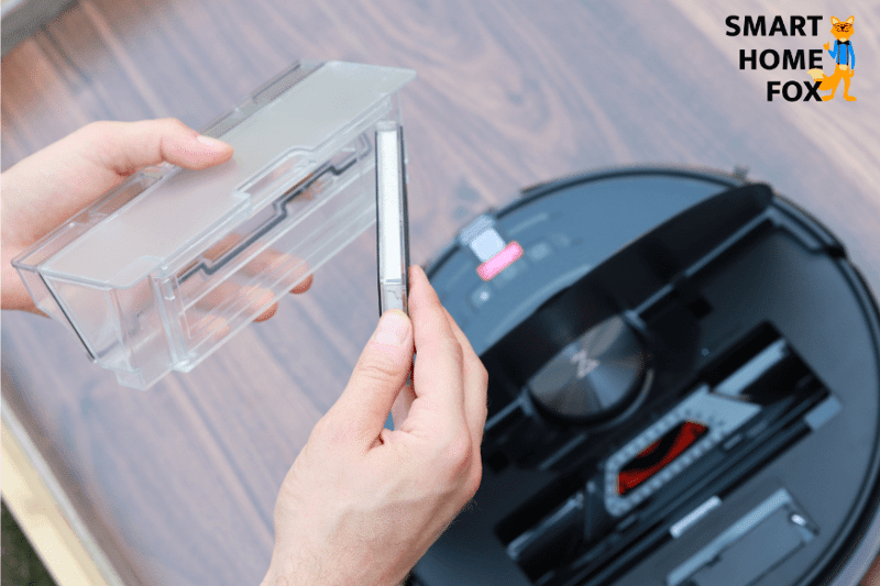 The Roborock S6 MaxV’s dirt container, including HEPA filter